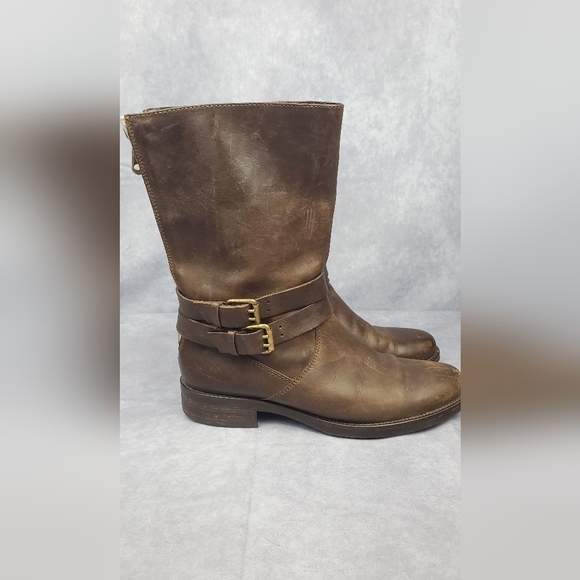 J. Crew Women's size 8.5 Boho Cowboy Western boots engineer brown leather rugged - Picture 2 of 15
